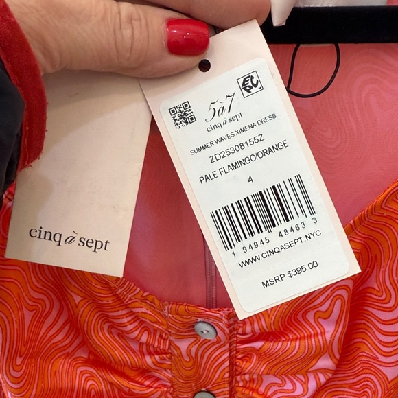 CINQ A SEPT VIBRANT ORANGE MIDI DRESS SIZE 4 - Picture 3 of 10